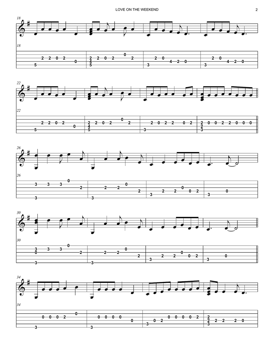 Love On The Weekend Love On The Weekend Acoustic Guitar scores gallery preview page 2