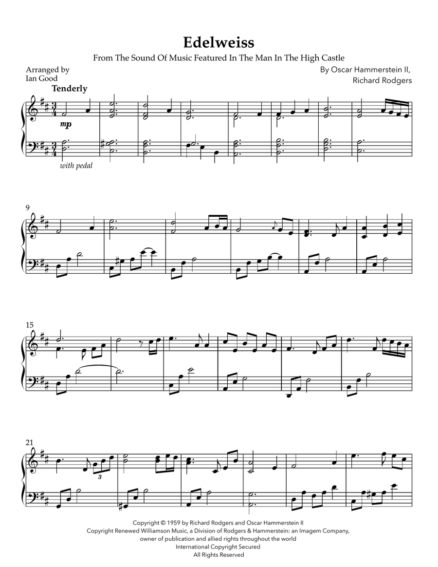 Edelweiss Edelweiss Piano Solo scores gallery preview page 1