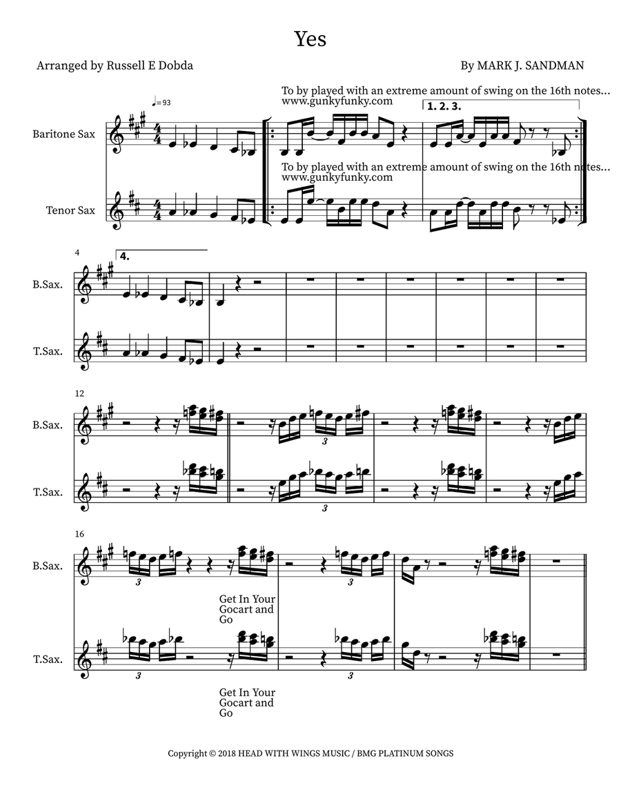Yes Yes Woodwind Duet scores gallery preview page 1