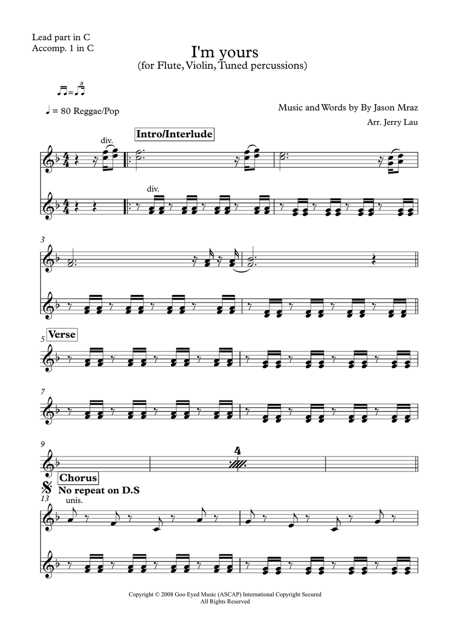 I'm Yours Large Ensemble scores gallery preview page 5
