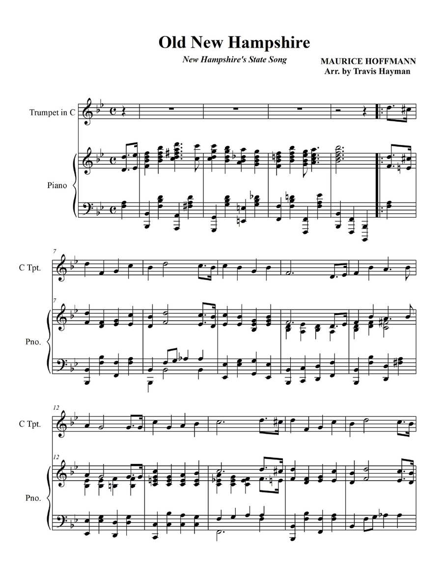 Old New Hampshire - for Trumpet in C with Piano Accompaniment C Trumpet scores gallery preview page 3