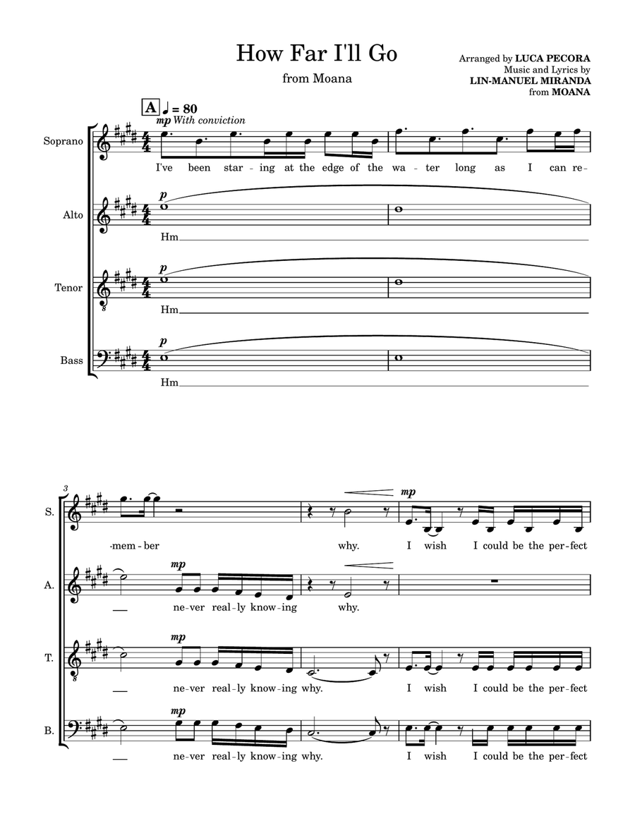 How Far I'll Go How Far I'll Go 4-Part scores gallery preview page 1