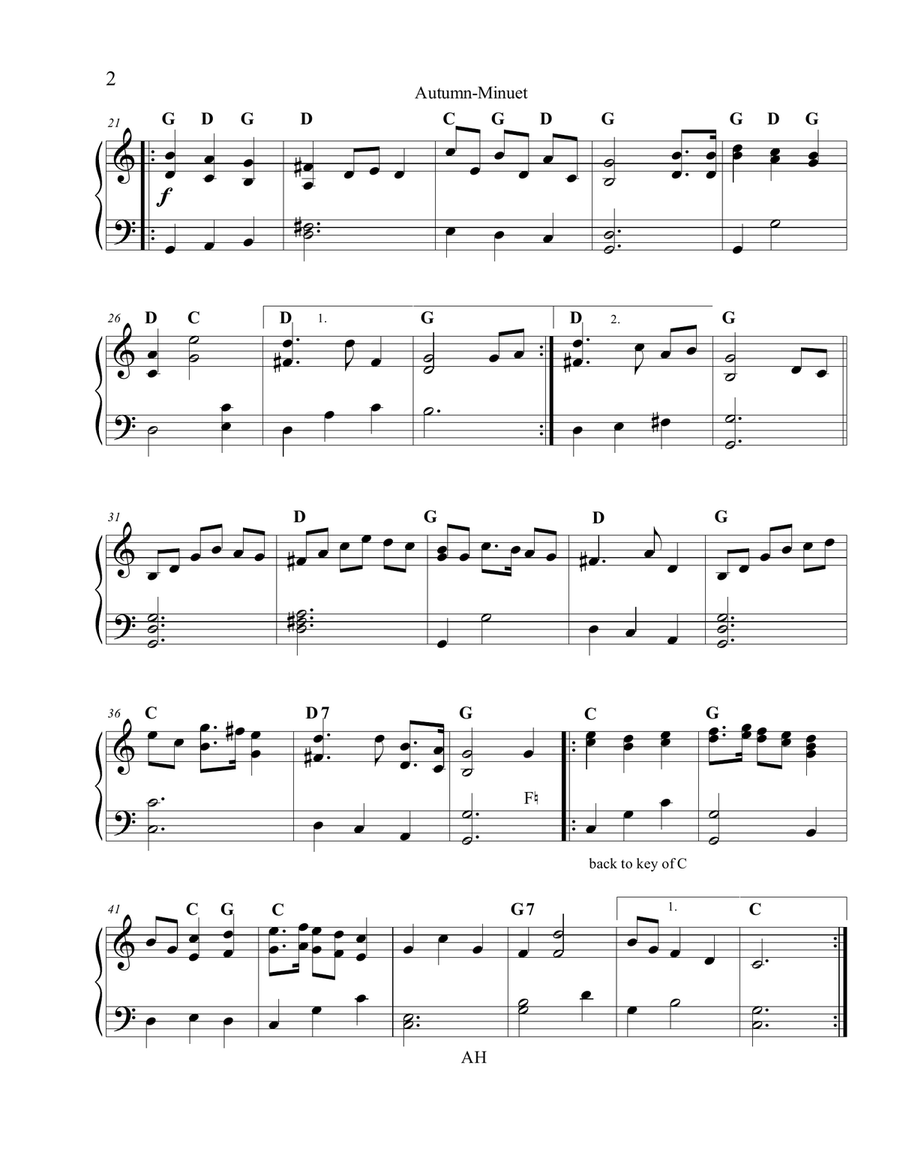 Autumn Minuet in C major Autumn Minuet in C major Celtic Harp scores gallery preview page 2