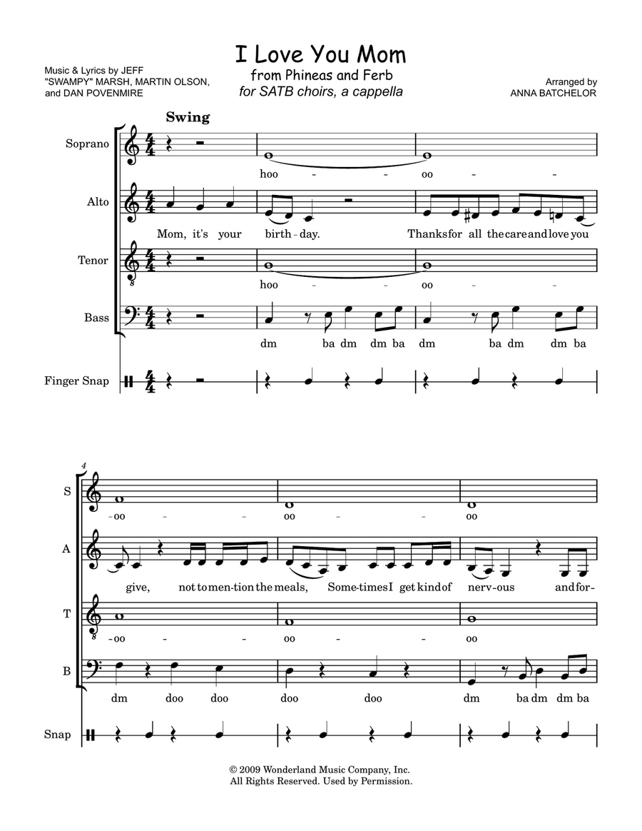 I Love You Mom I Love You Mom 4-Part scores gallery preview page 1
