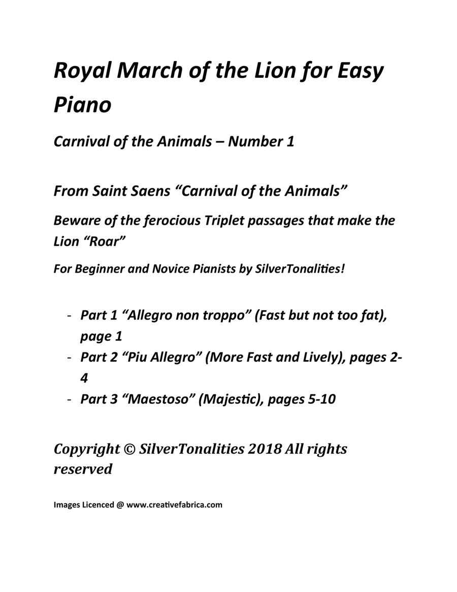 Royal March of the Lion for Easy Piano Piano Method scores gallery preview page 2