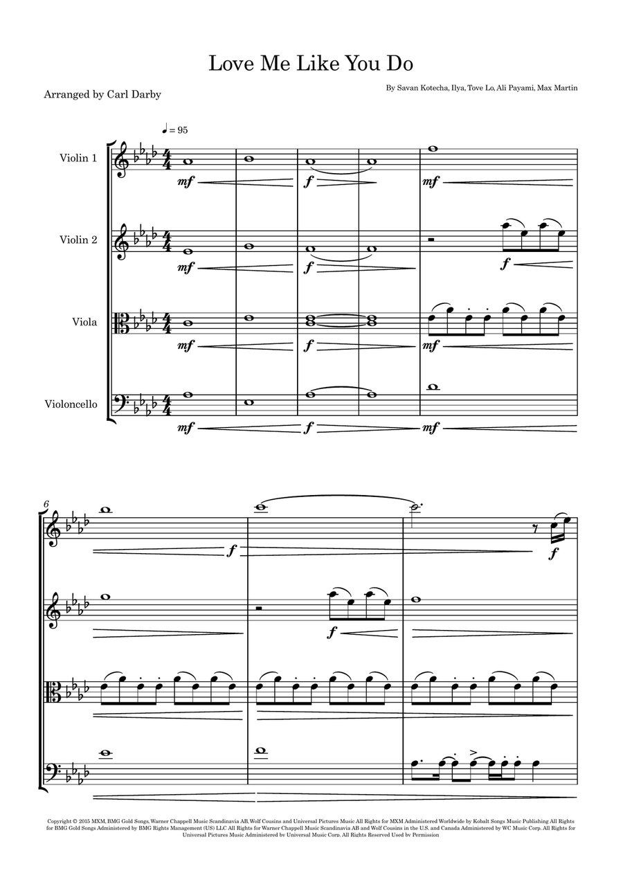 Love Me Like You Do Love Me Like You Do String Quartet scores gallery preview page 1