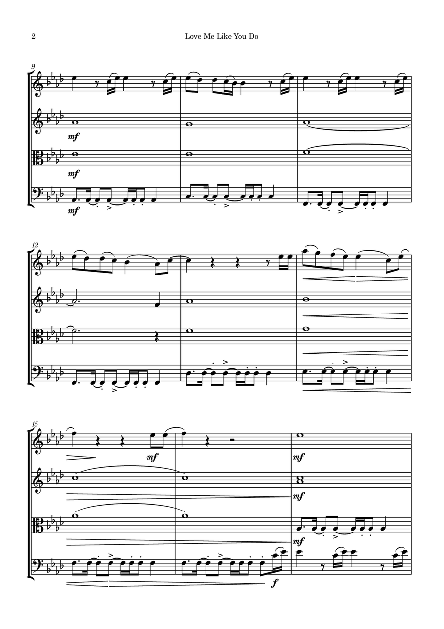 Love Me Like You Do Love Me Like You Do String Quartet scores gallery preview page 2
