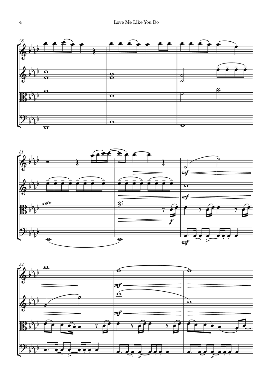 Love Me Like You Do Love Me Like You Do String Quartet scores gallery preview page 4
