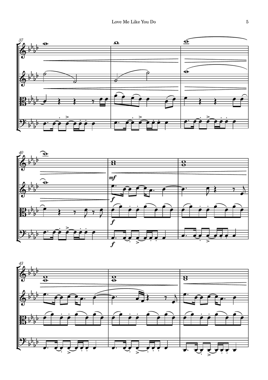Love Me Like You Do Love Me Like You Do String Quartet scores gallery preview page 5