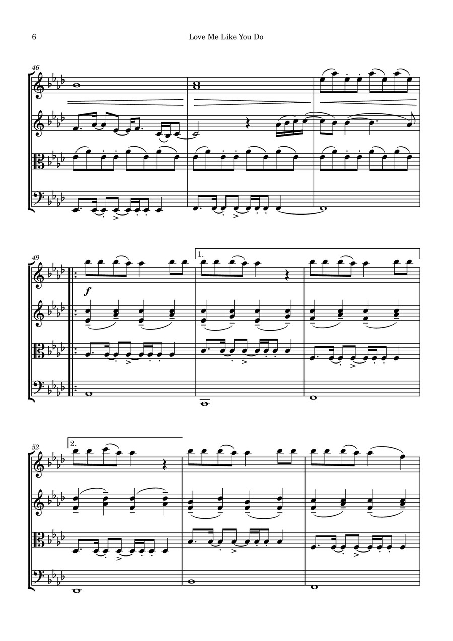 Love Me Like You Do Love Me Like You Do String Quartet scores gallery preview page 6
