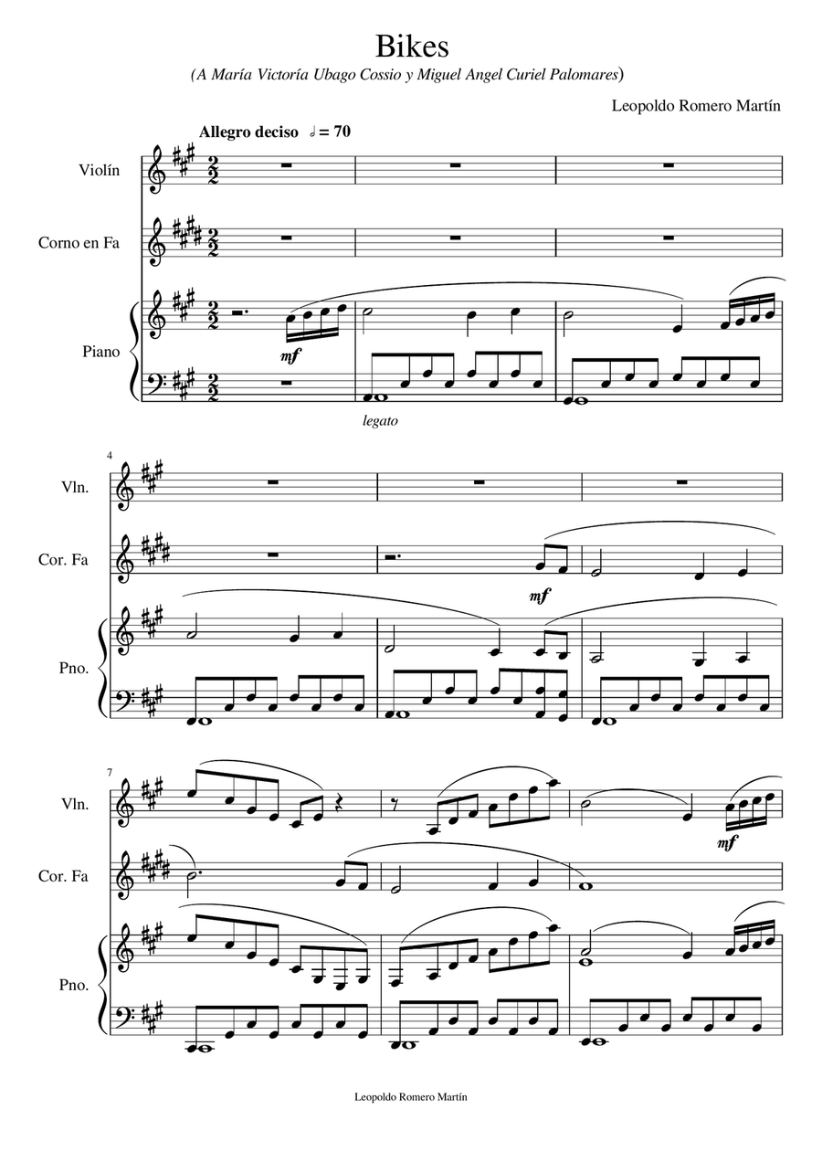 Bikes (Trio for Violin, Horn and Piano) Small Ensemble scores gallery preview page 5