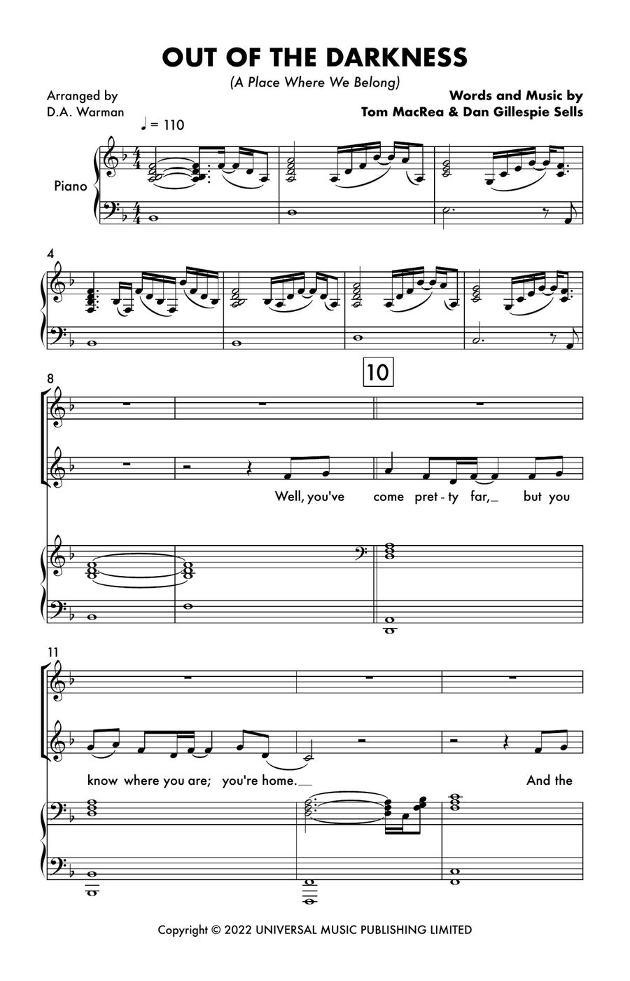 Out Of The Darkness (A Place Where We Belong) 2-Part scores gallery preview page 1