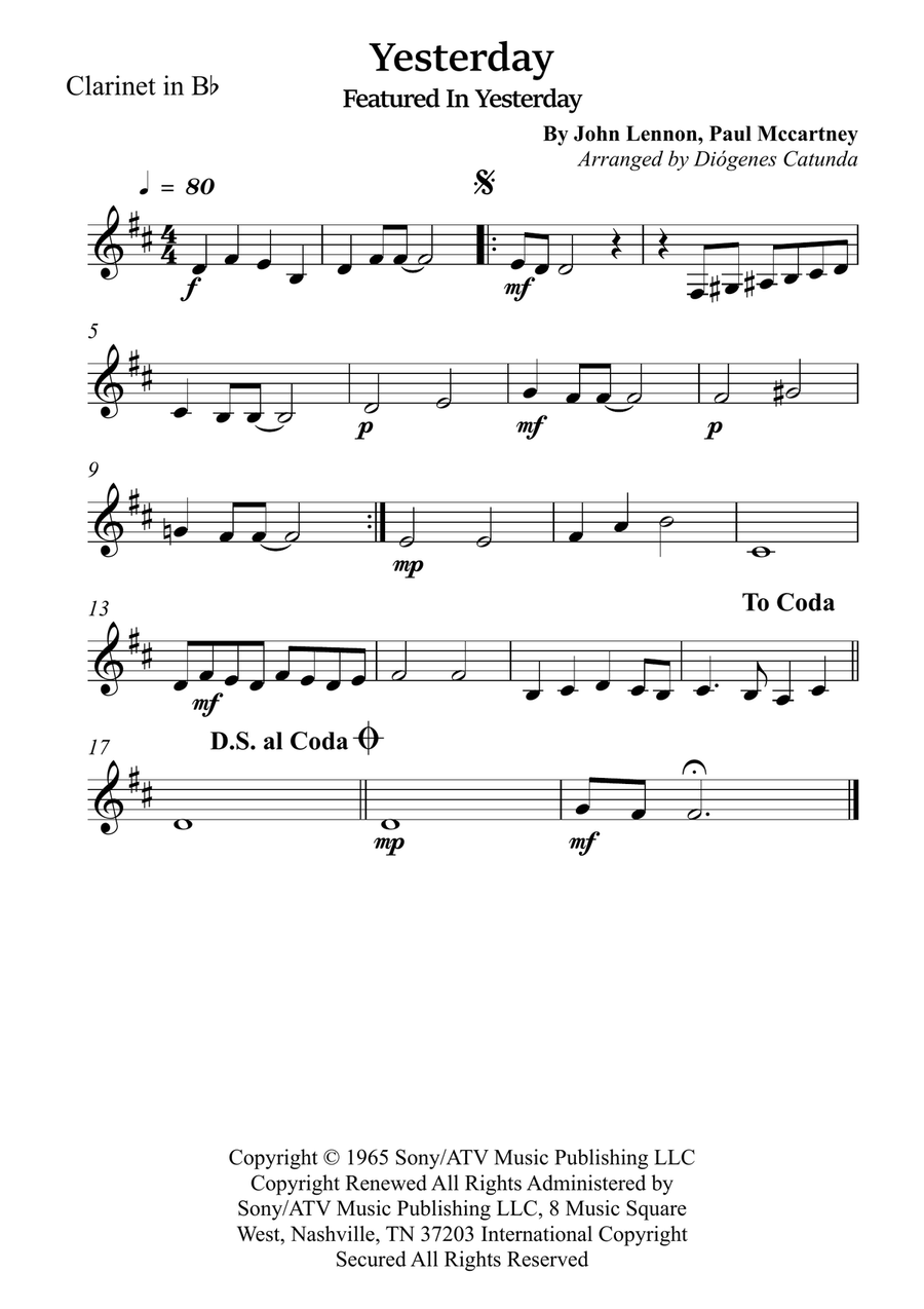 Yesterday Yesterday Woodwind Quartet scores gallery preview page 3