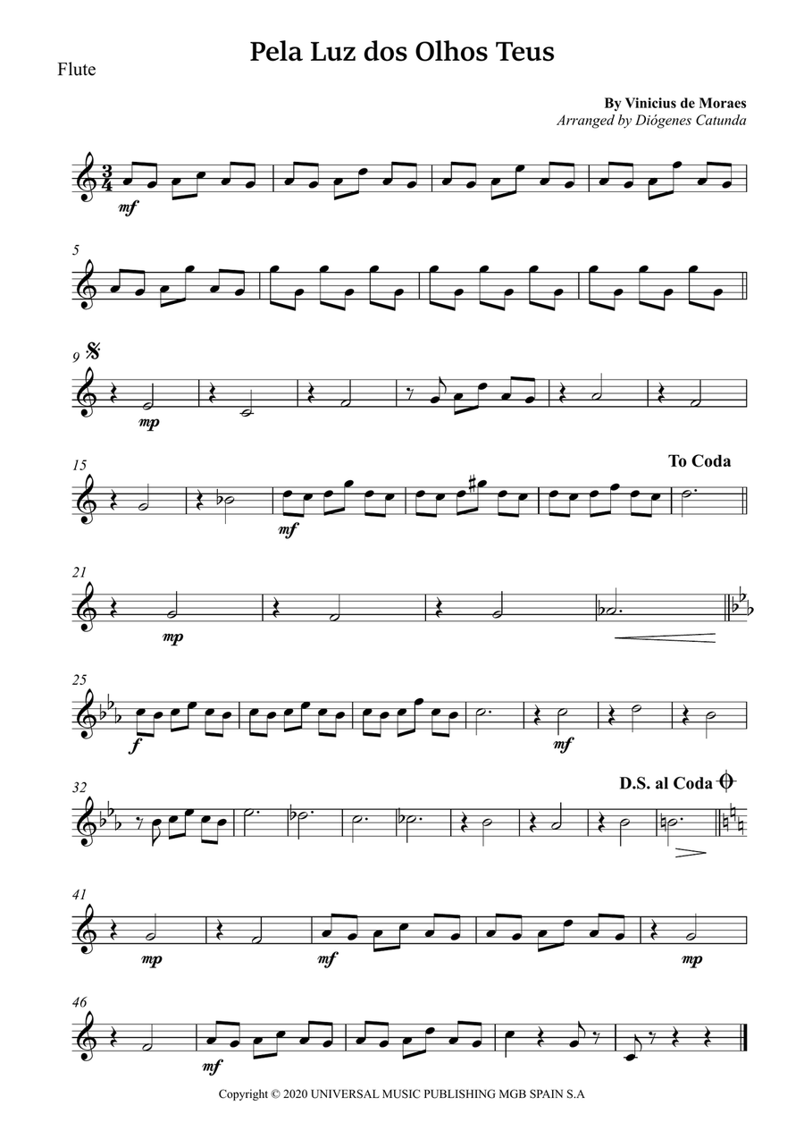 Pela Luz Dos Olhos Teus Pela Luz Dos Olhos Teus Woodwind Quartet scores gallery preview page 4