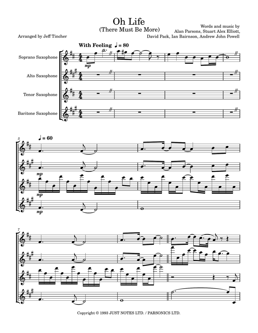 Oh Life (There Must Be More) Saxophone Quartet scores gallery preview page 2