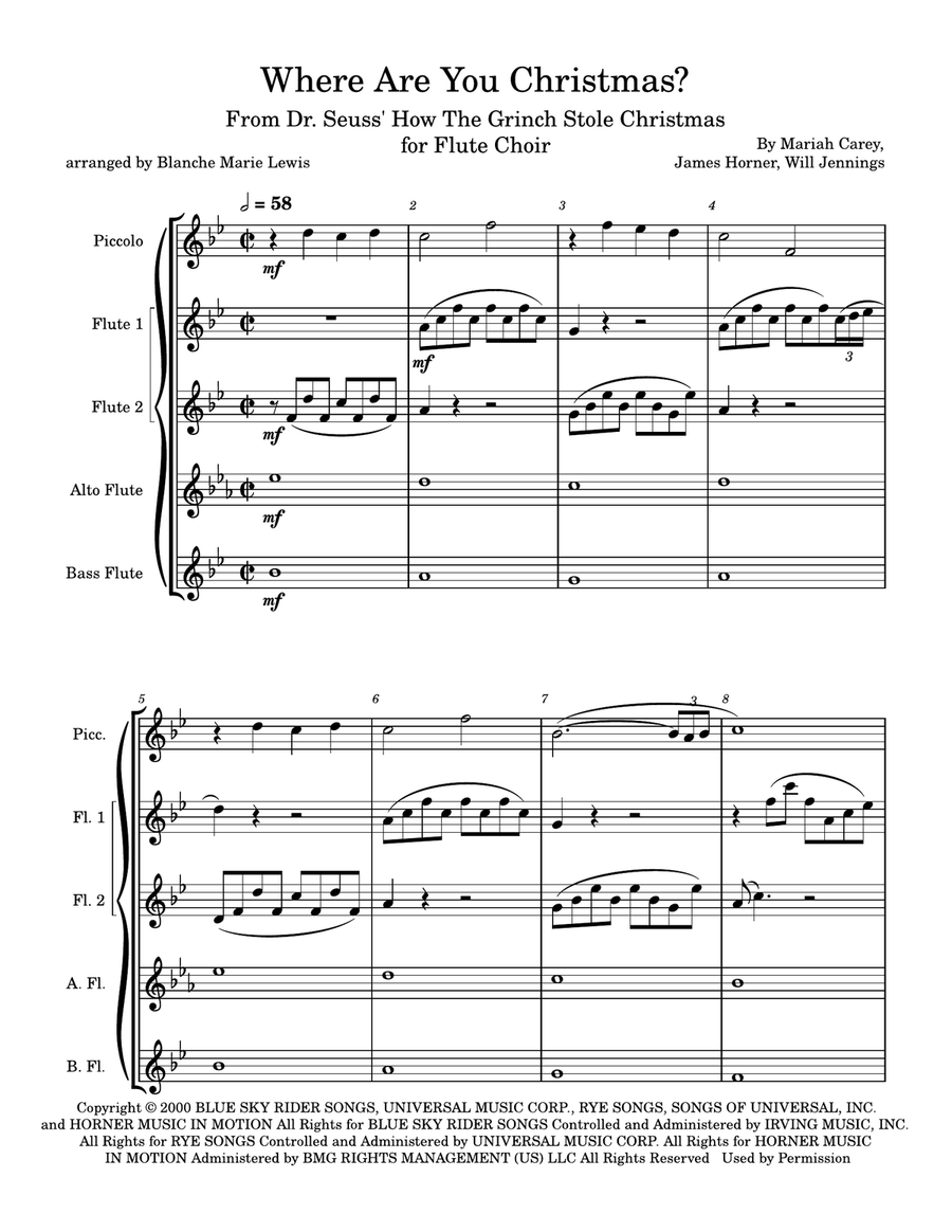Where Are You Christmas? Where Are You Christmas? Flute Choir scores gallery preview page 1