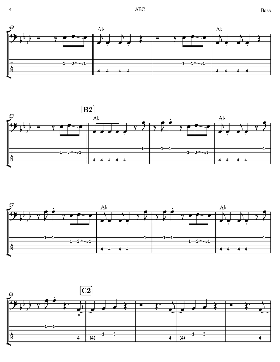 ABC ABC Bass Guitar Tablature scores gallery preview page 4