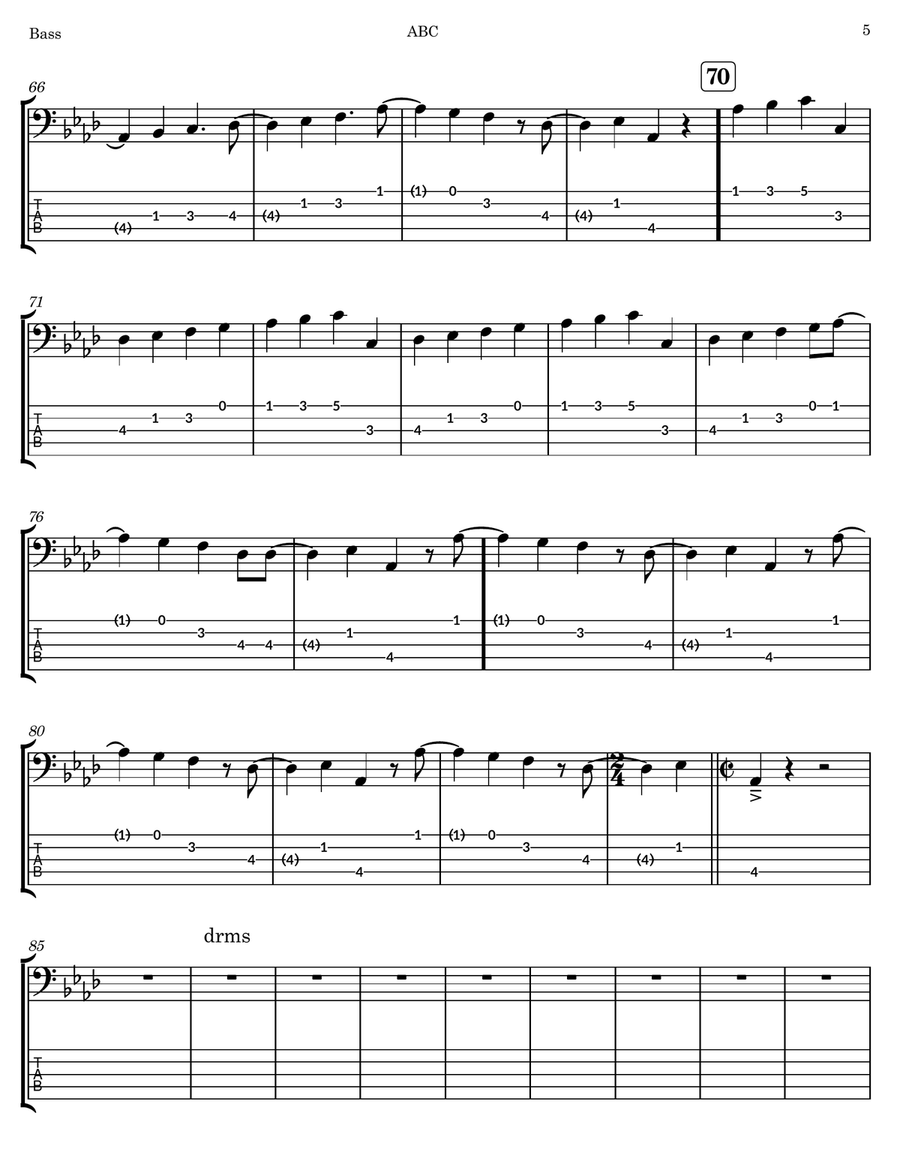ABC ABC Bass Guitar Tablature scores gallery preview page 5
