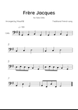 Frère Jacques - Solo Cello in G Major Easy/Beginner