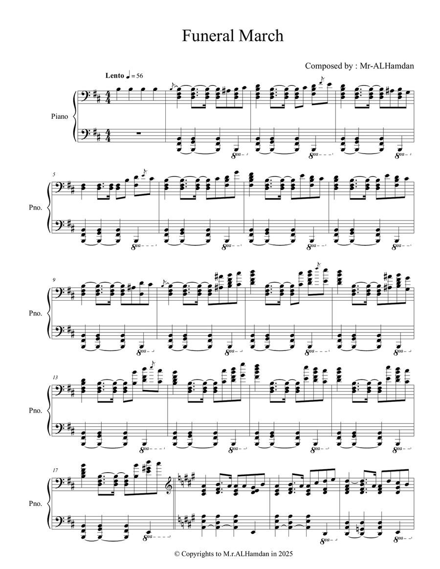 Piano Piece no.6 ''Funeral March'' Piano Solo scores gallery preview page 1
