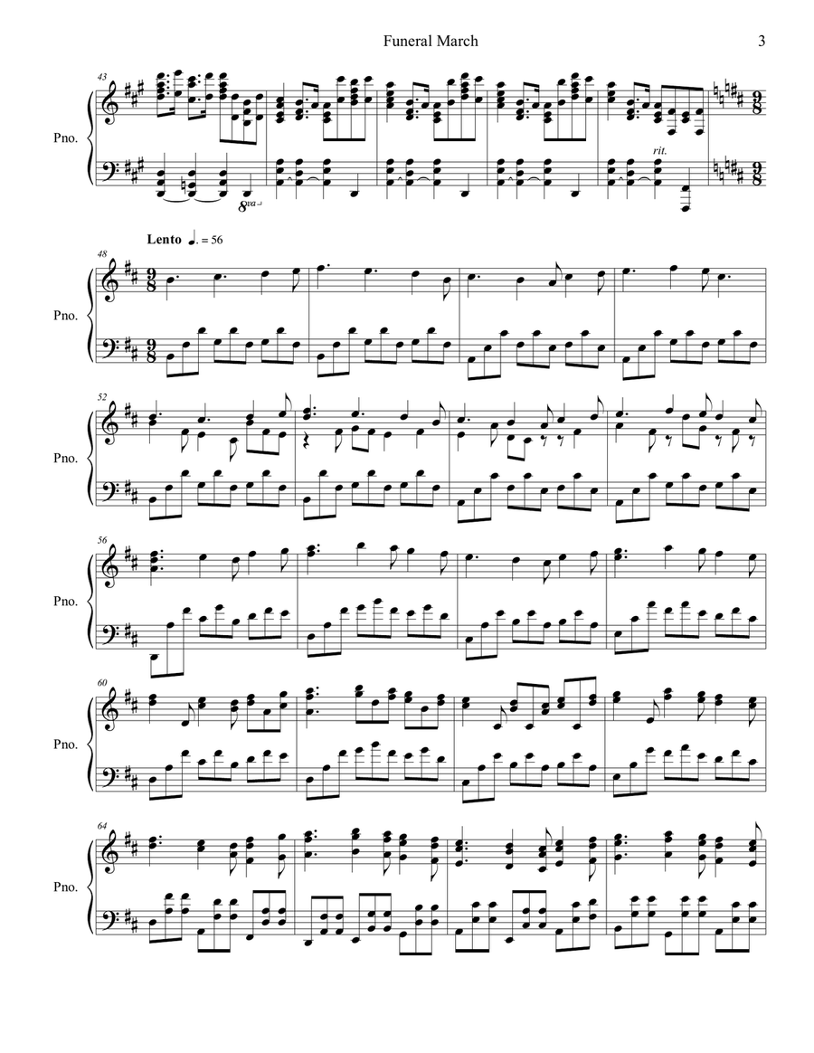 Piano Piece no.6 ''Funeral March'' Piano Solo scores gallery preview page 3