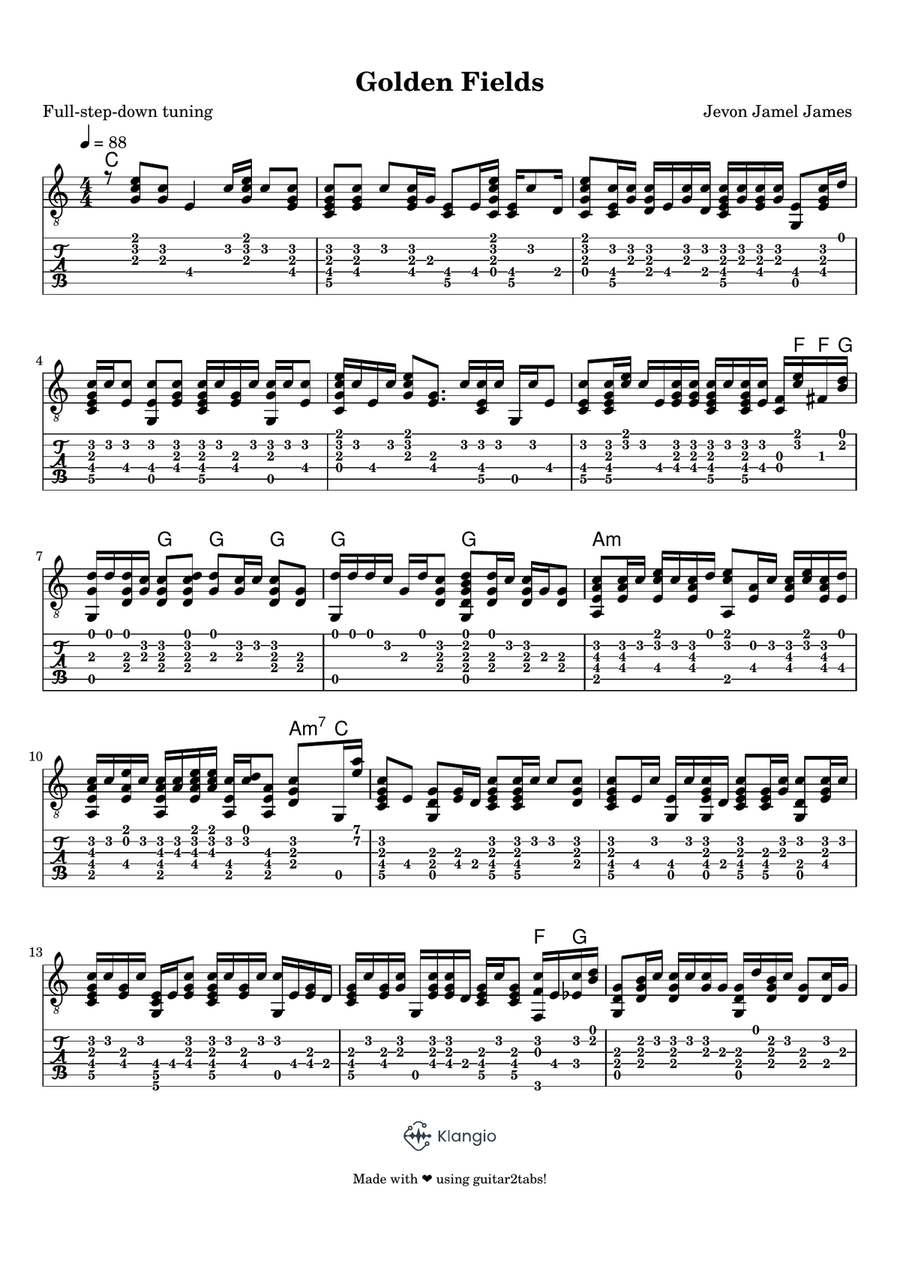 Golden Fields Golden Fields Electric Guitar scores gallery preview page 1