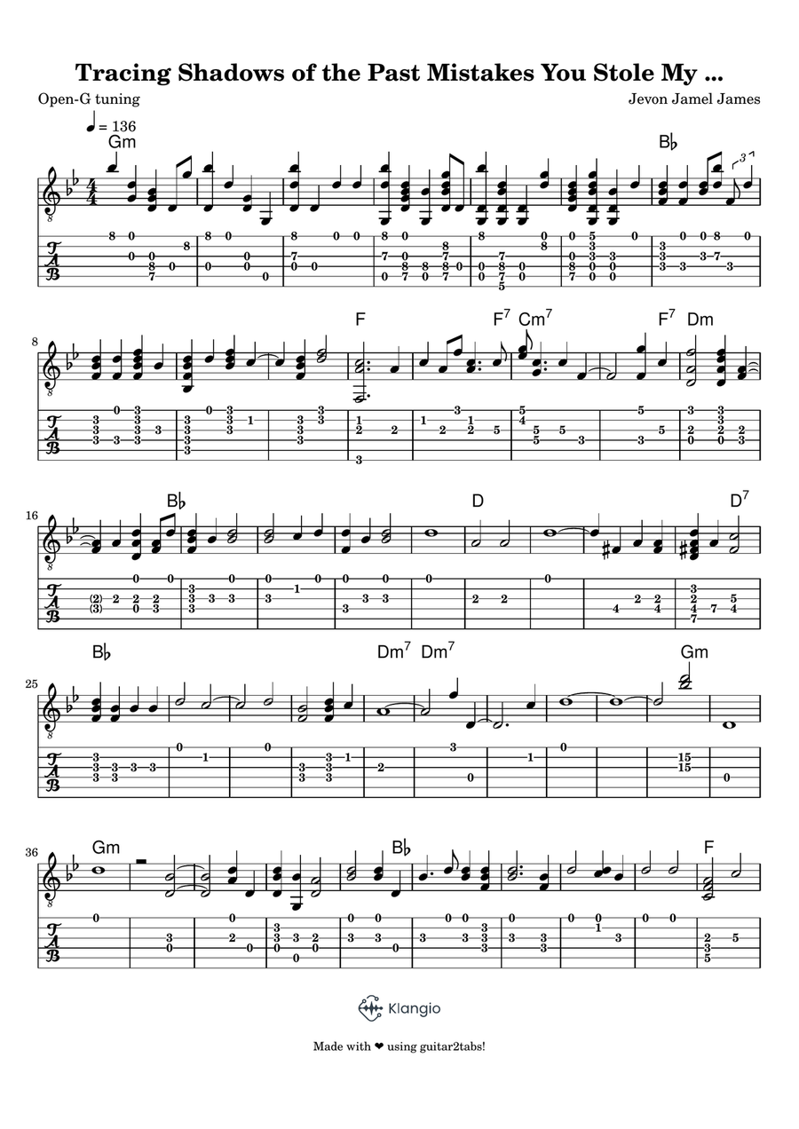 Stole My Heart Like A Crook Electric Guitar scores gallery preview page 1