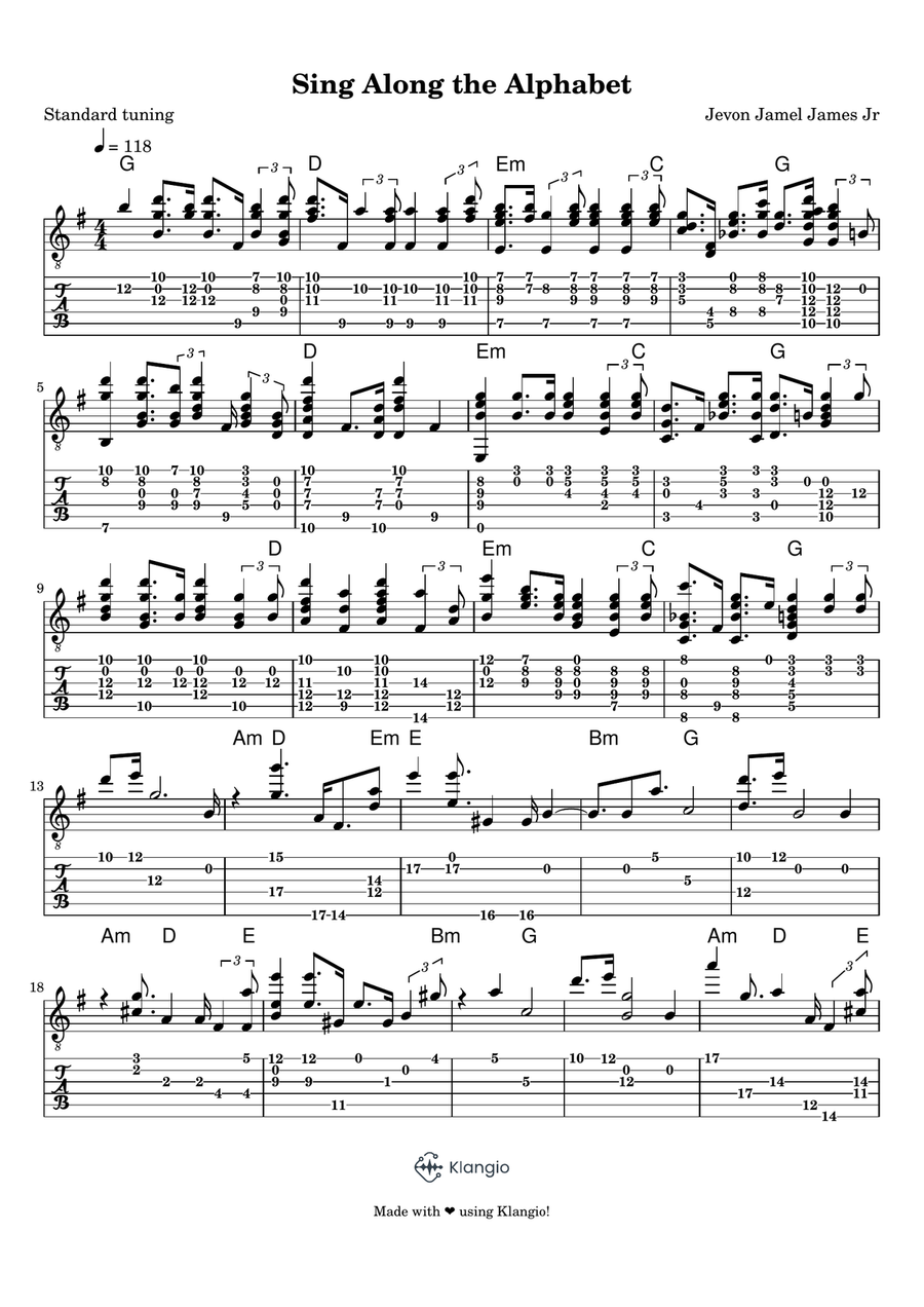 Sing For The Alphabet Sing For The Alphabet Electric Guitar scores gallery preview page 1