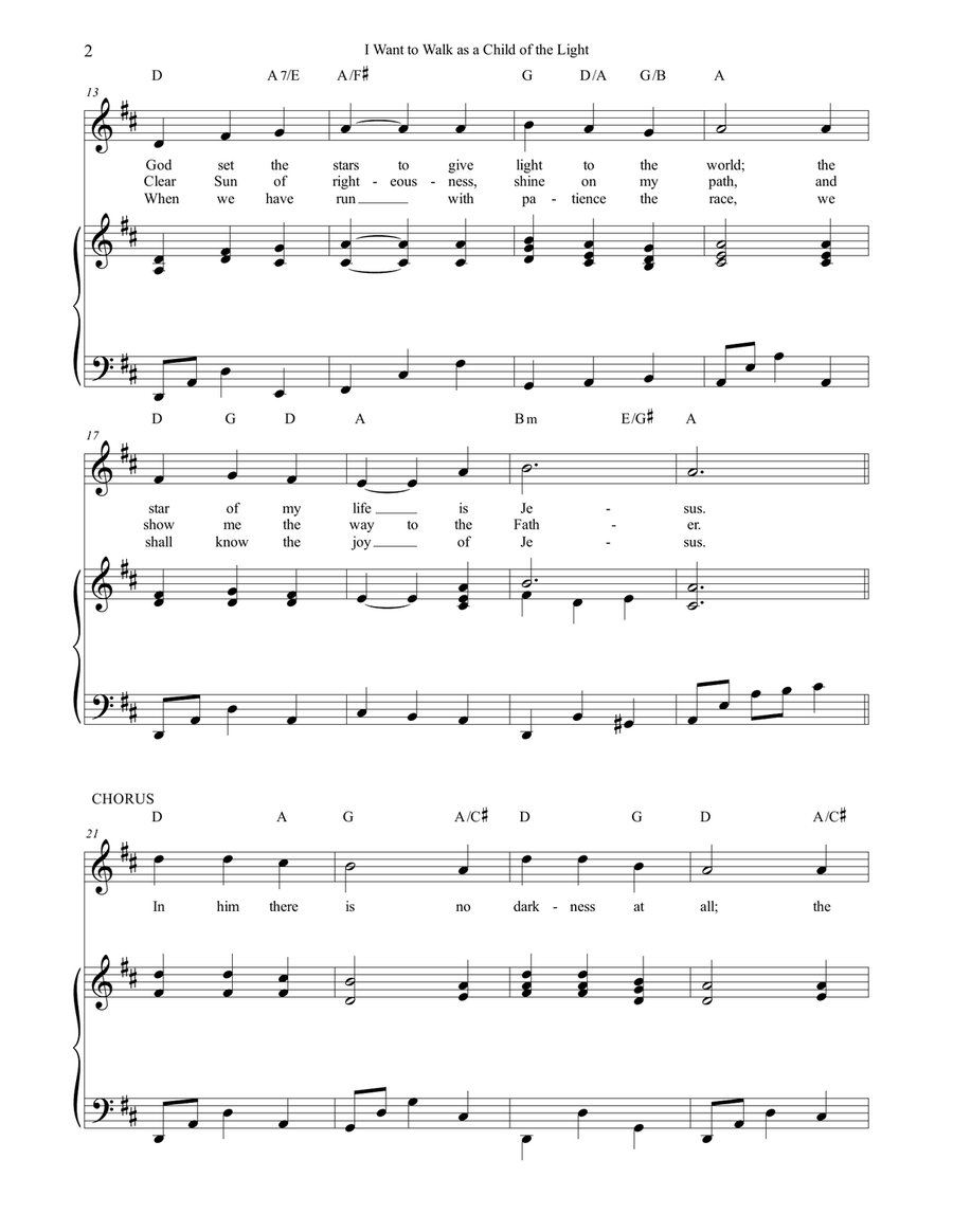 I Want To Walk As A Child Of The Light Piano, Vocal scores gallery preview page 2