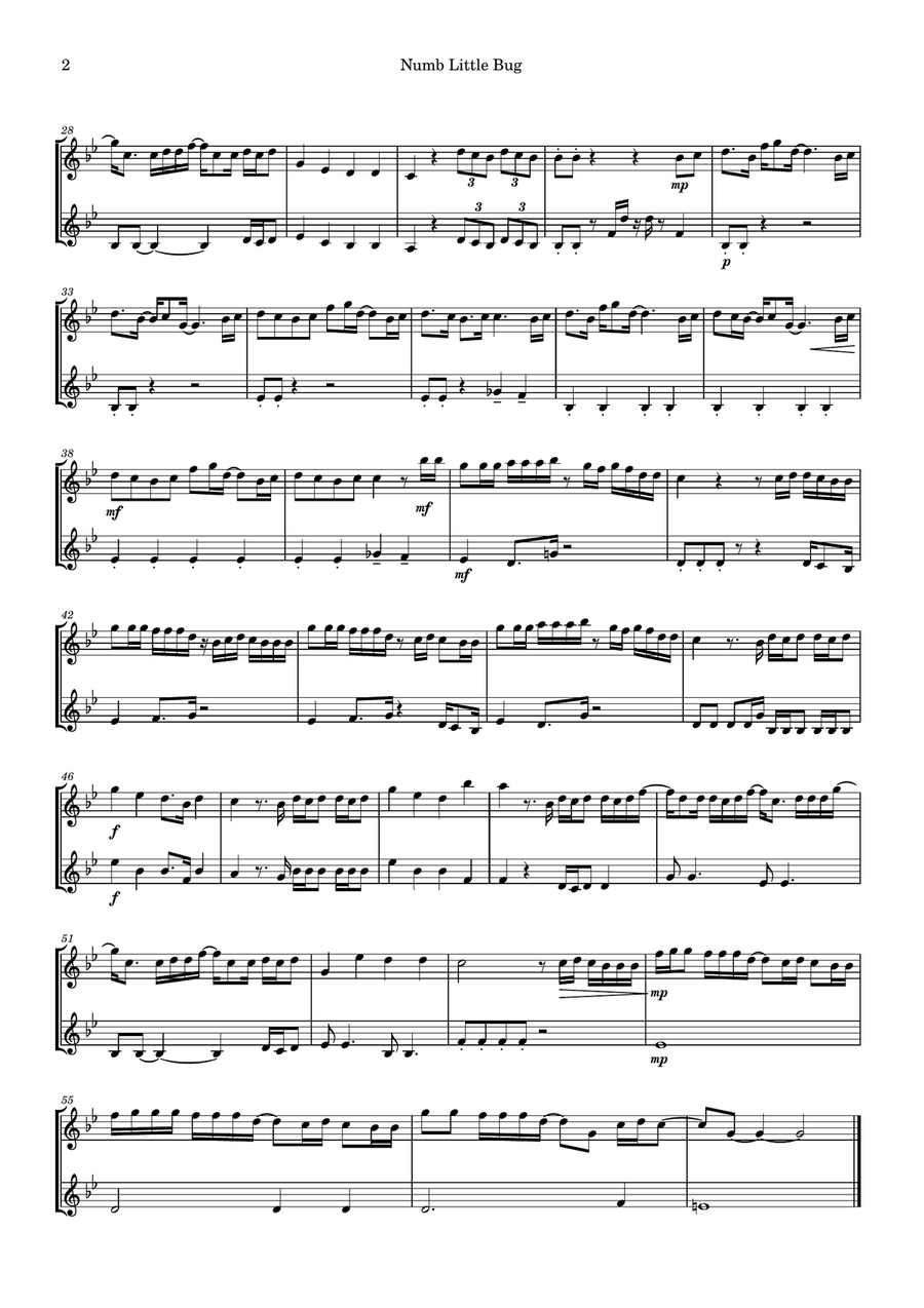 Numb Little Bug Clarinet Duet scores gallery preview page 2