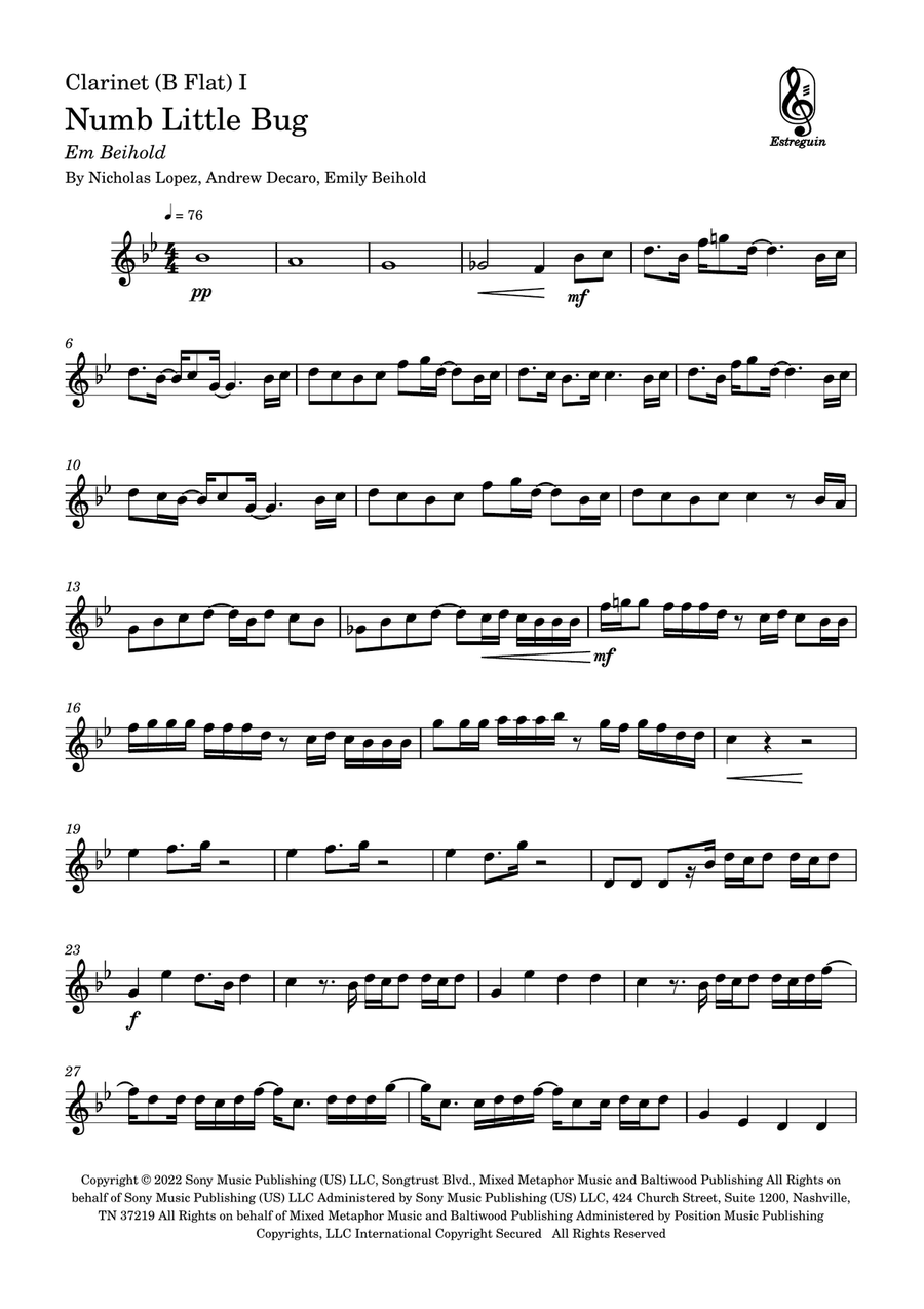 Numb Little Bug Clarinet Duet scores gallery preview page 3