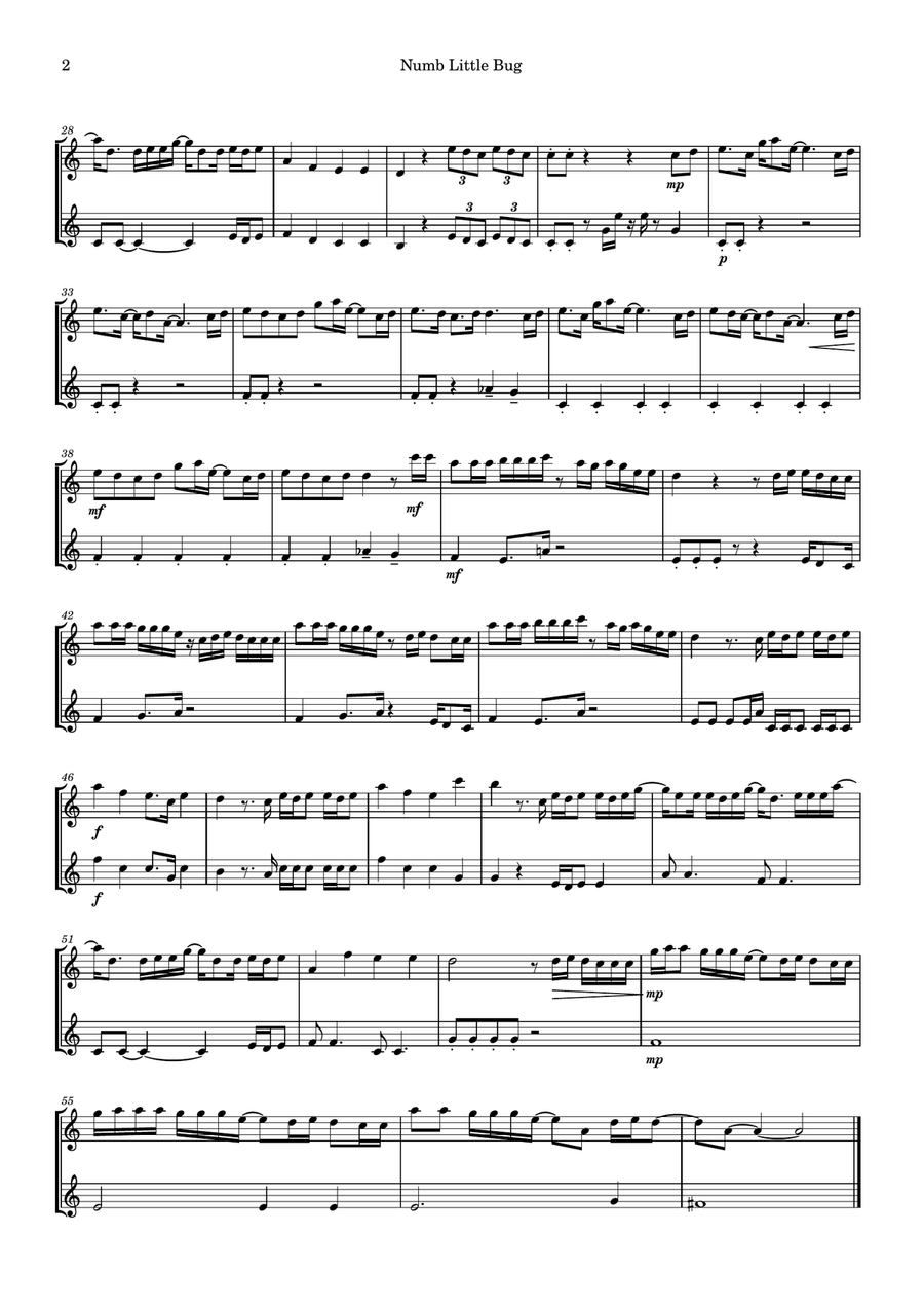 Numb Little Bug Flute Duet scores gallery preview page 2