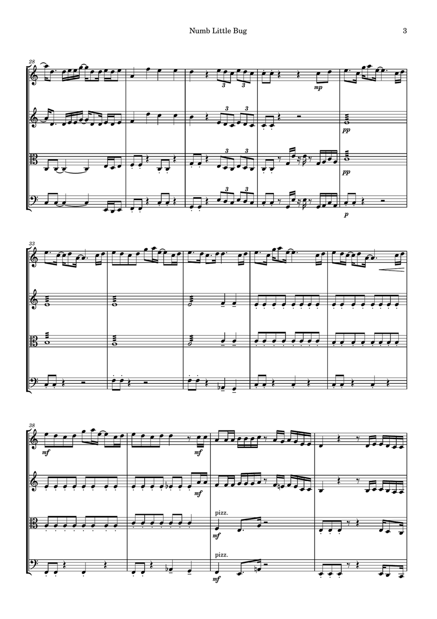 Numb Little Bug String Quartet scores gallery preview page 3