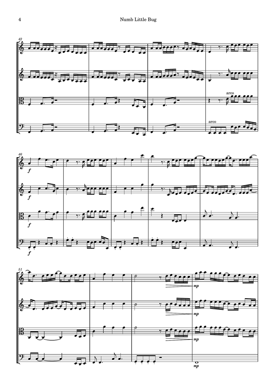 Numb Little Bug String Quartet scores gallery preview page 4