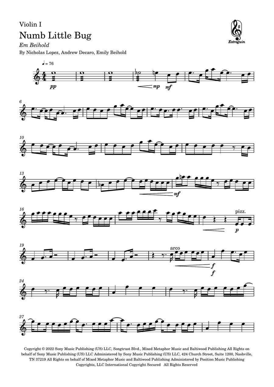 Numb Little Bug String Quartet scores gallery preview page 6