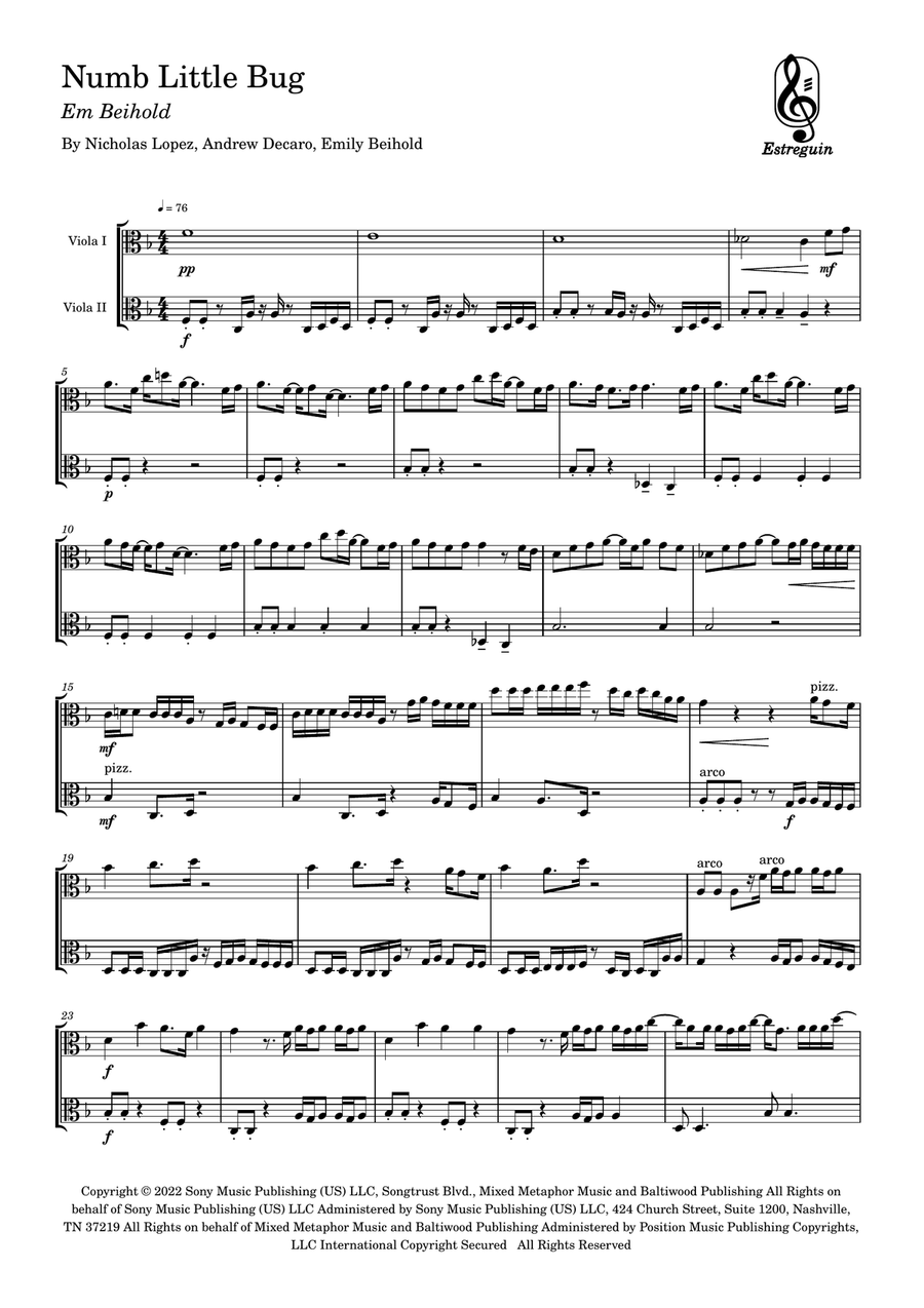 Numb Little Bug String Duet scores gallery preview page 1