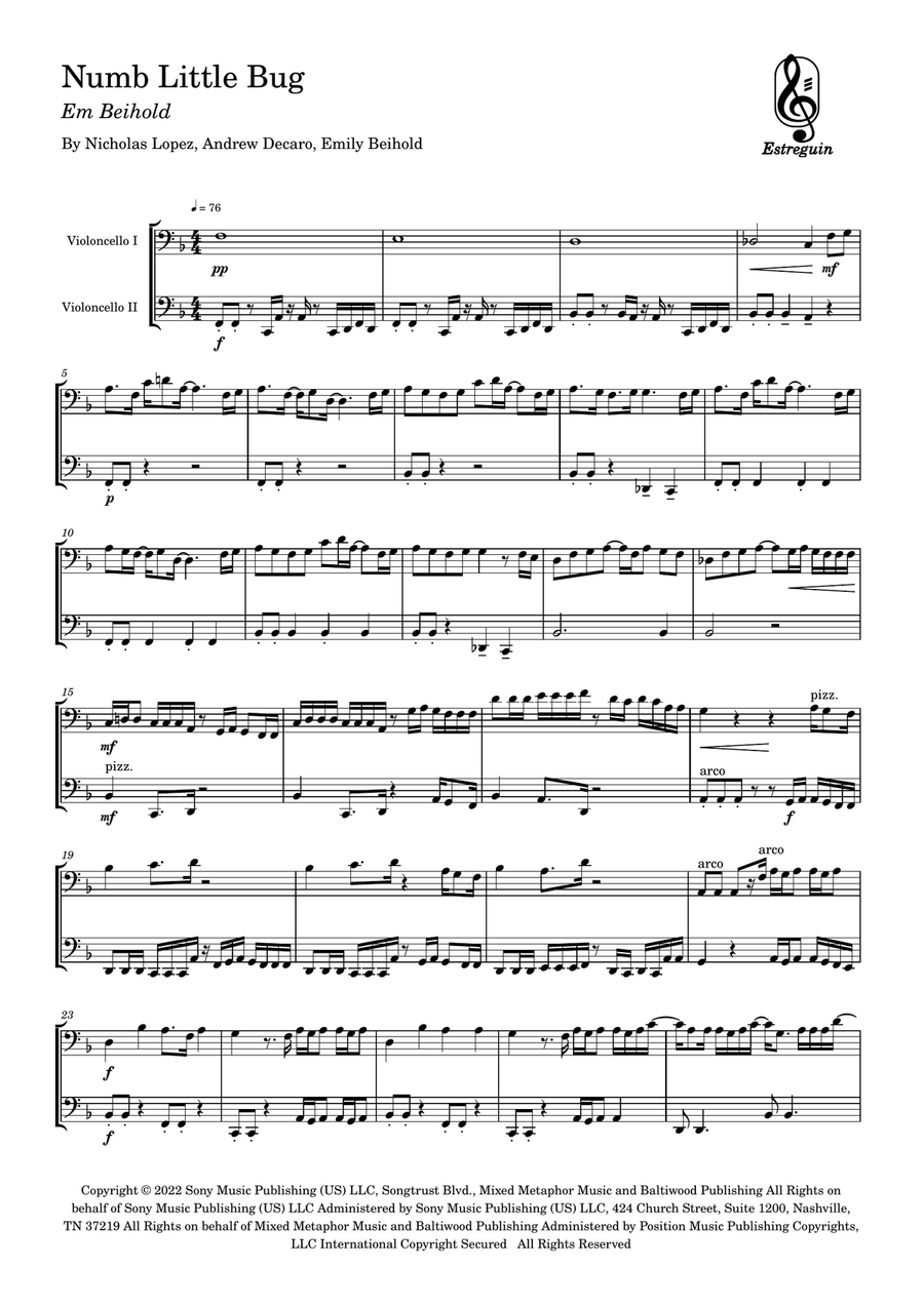 Numb Little Bug String Duet scores gallery preview page 1