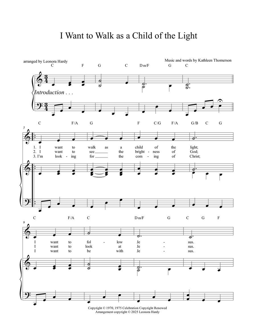 I Want To Walk As A Child Of The Light Piano, Vocal scores gallery preview page 1