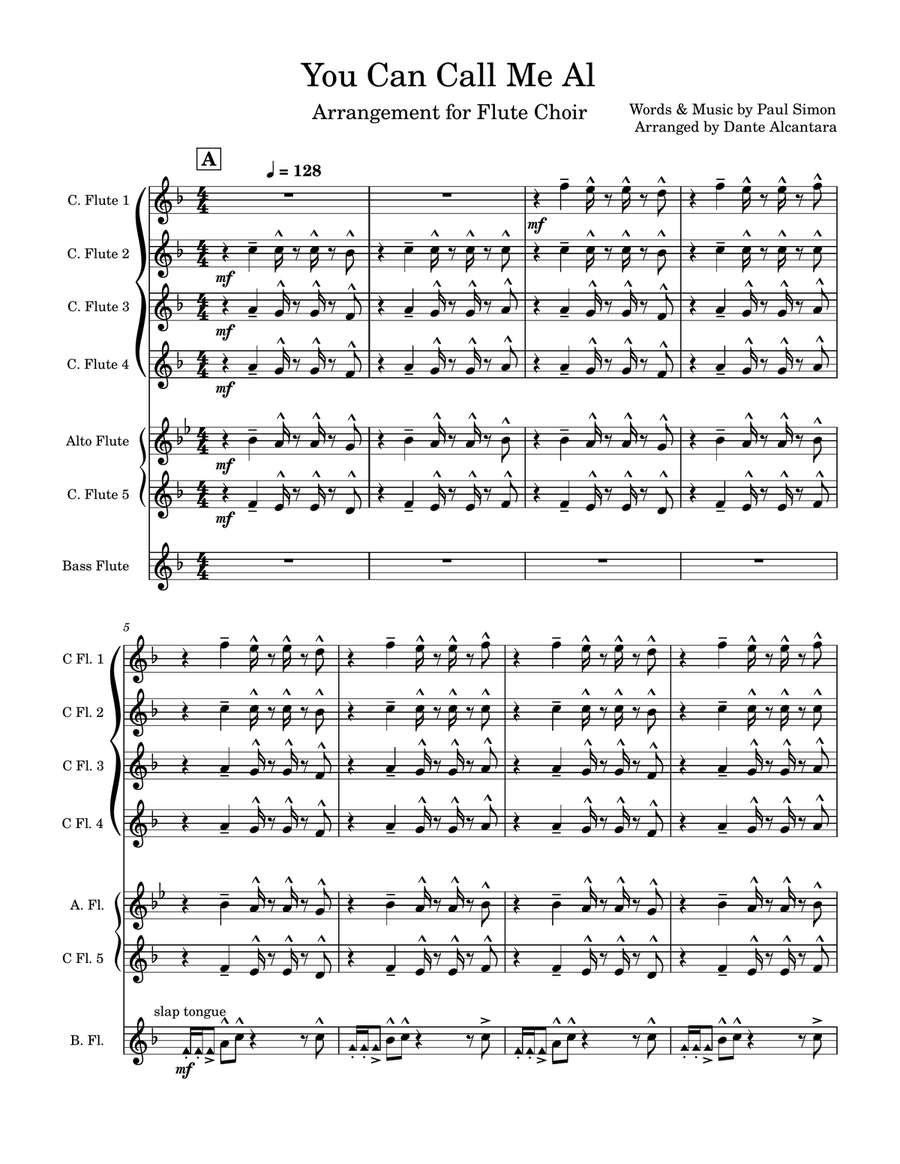 You Can Call Me Al You Can Call Me Al Flute Choir scores gallery preview page 1