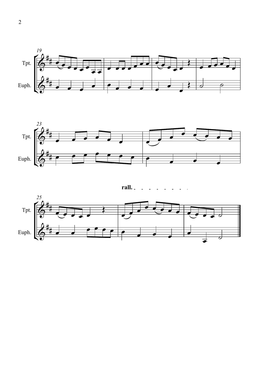 Early One Morning for Trumpet and Euphonium Duet Brass Duet scores gallery preview page 2