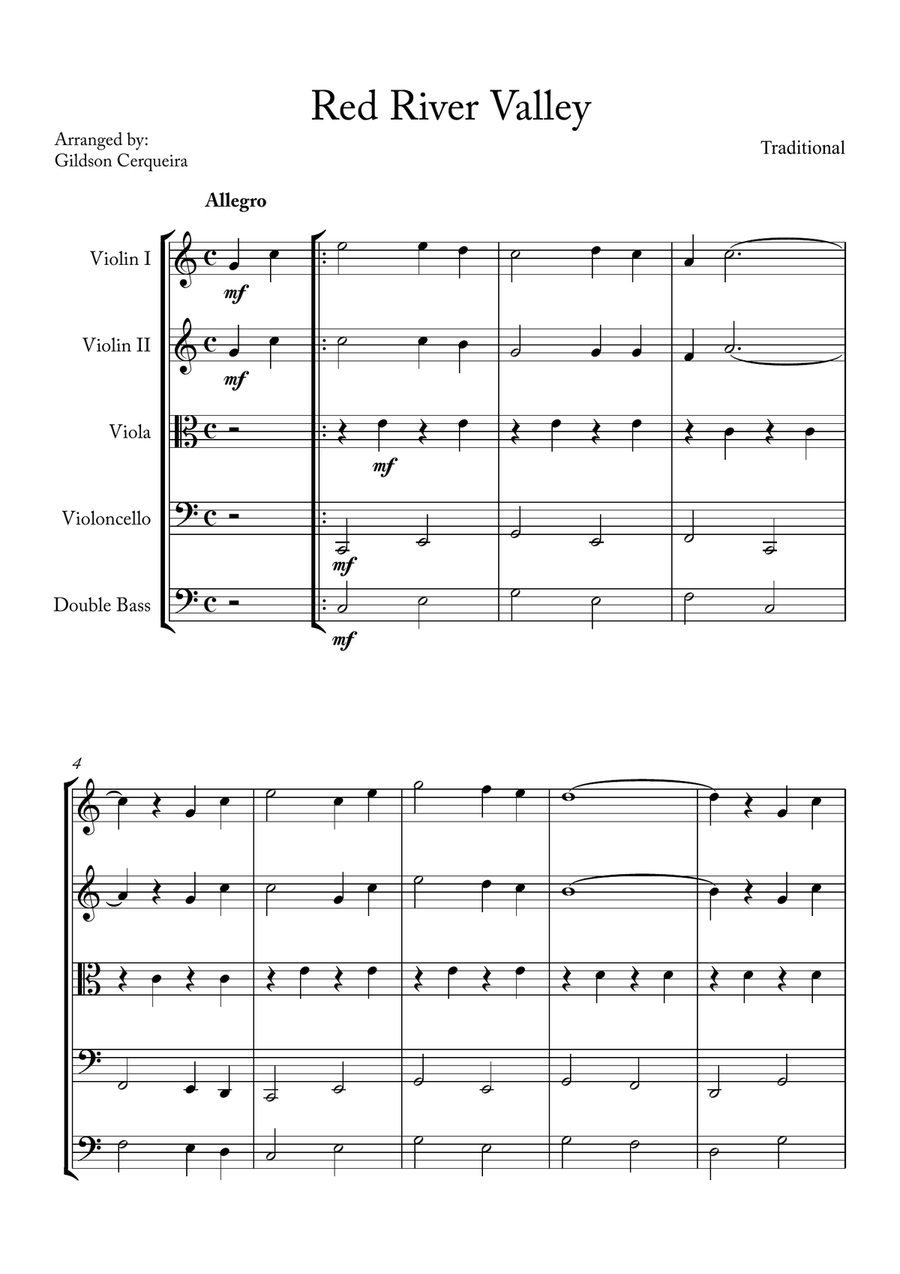 Red River Valley Red River Valley String Orchestra scores gallery preview page 1