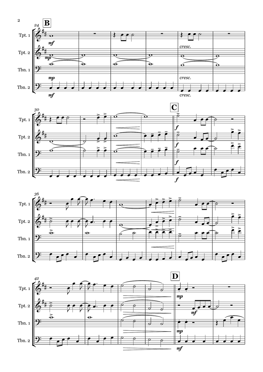 Sweet Caroline Sweet Caroline Brass Quartet scores gallery preview page 2