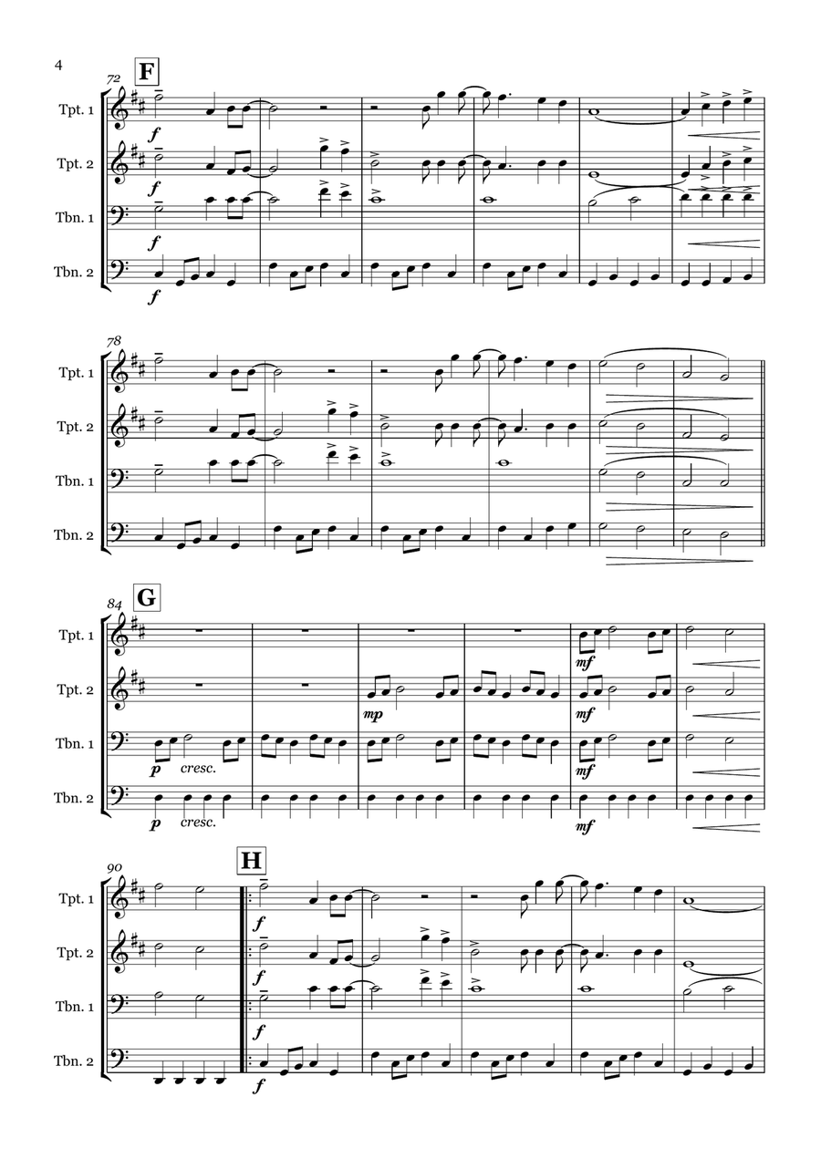 Sweet Caroline Sweet Caroline Brass Quartet scores gallery preview page 4