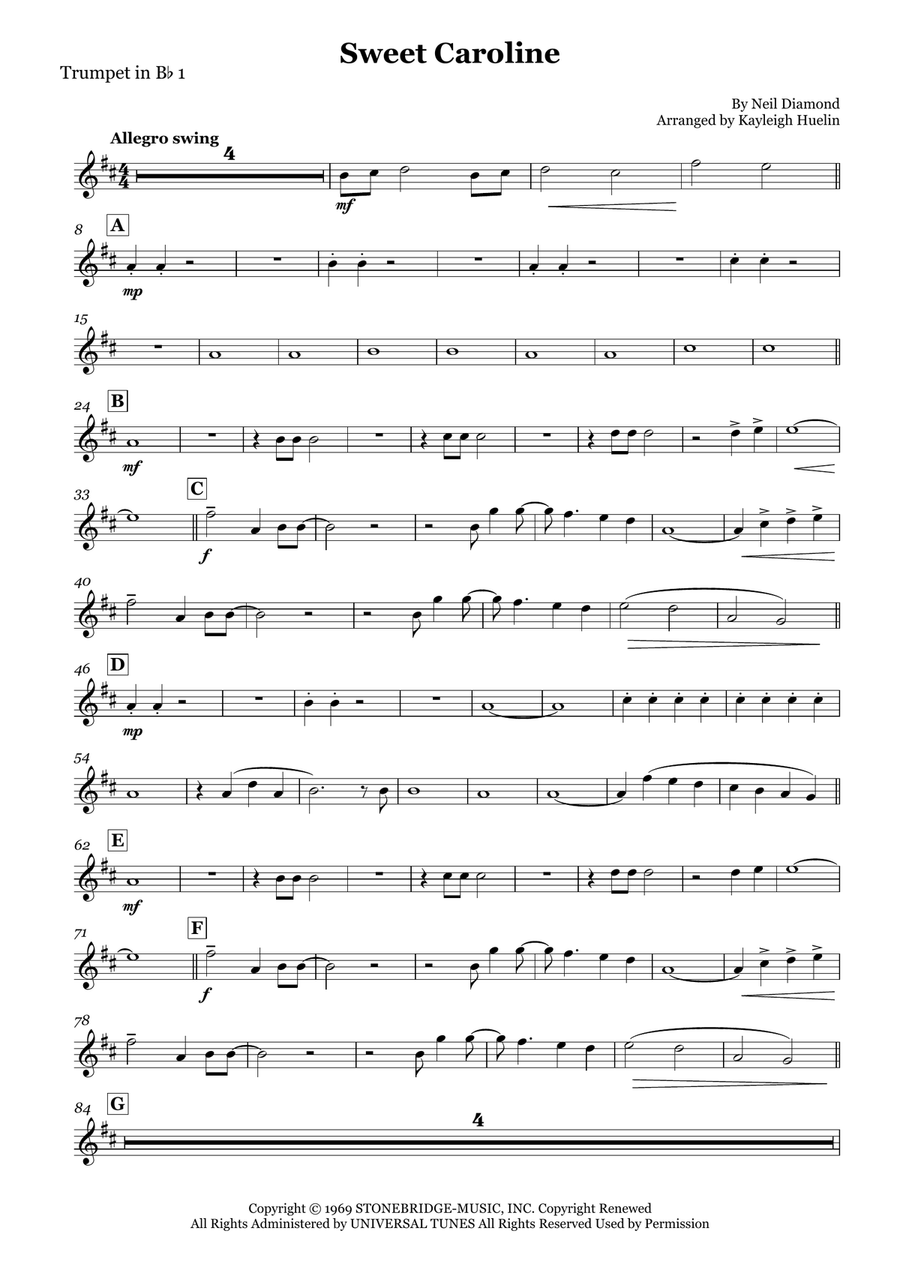 Sweet Caroline Sweet Caroline Brass Quartet scores gallery preview page 6