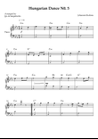 Hungarian Dance No. 5 – Easy Piano (Key of Am)