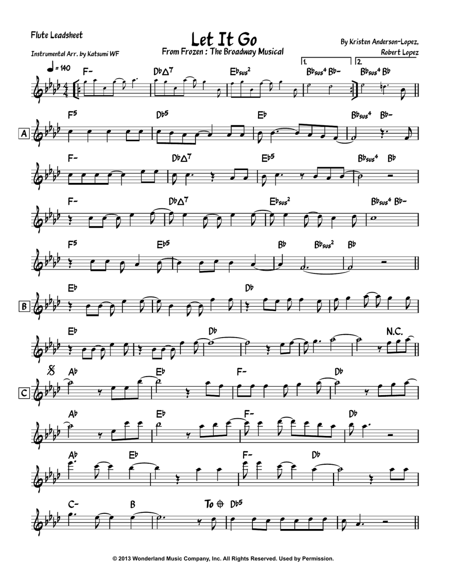 Let It Go Let It Go Flute Solo scores gallery preview page 1