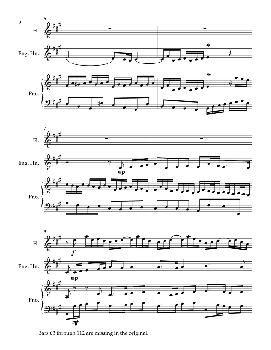 Bach's Sonata BWV 1032 for Flute, English Horn and Piano Woodwind Duet scores gallery preview page 2
