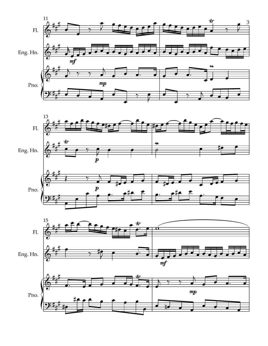 Bach's Sonata BWV 1032 for Flute, English Horn and Piano Woodwind Duet scores gallery preview page 3