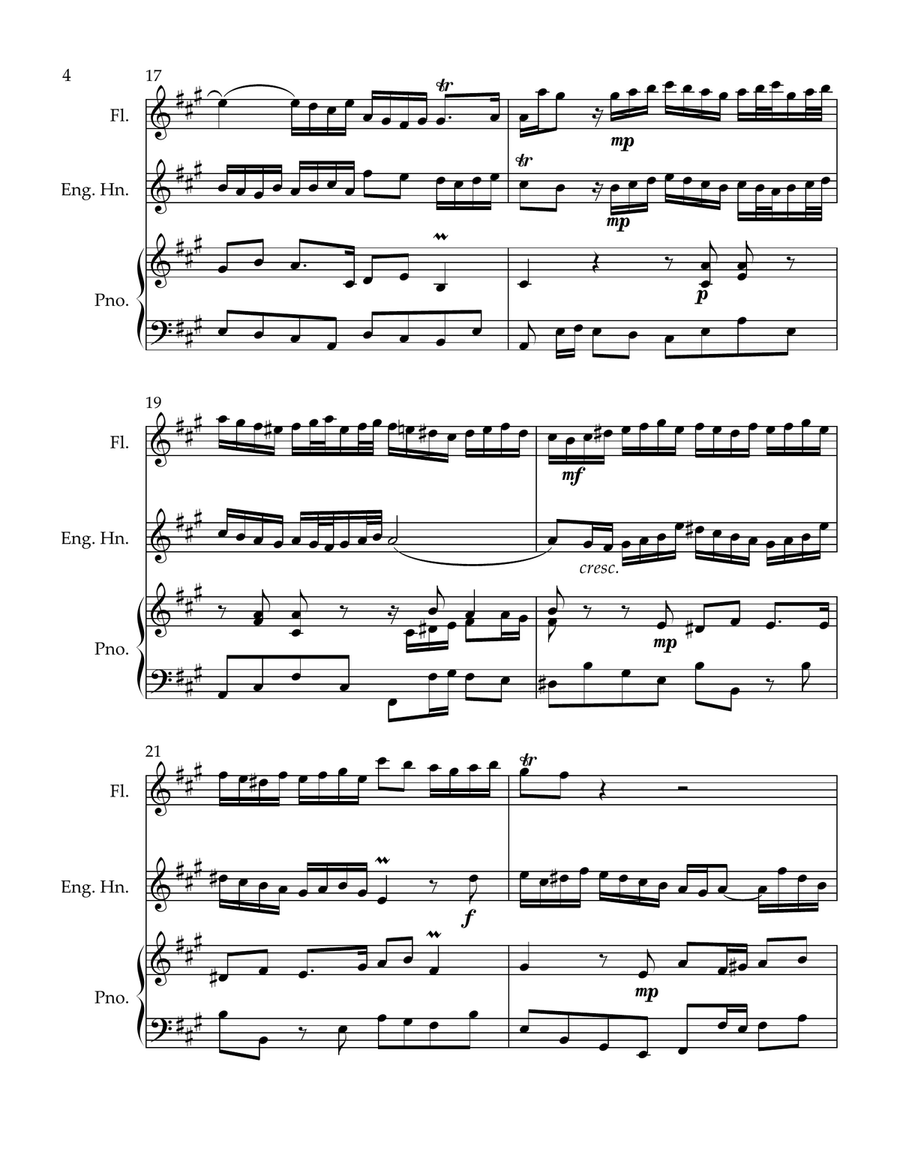 Bach's Sonata BWV 1032 for Flute, English Horn and Piano Woodwind Duet scores gallery preview page 4
