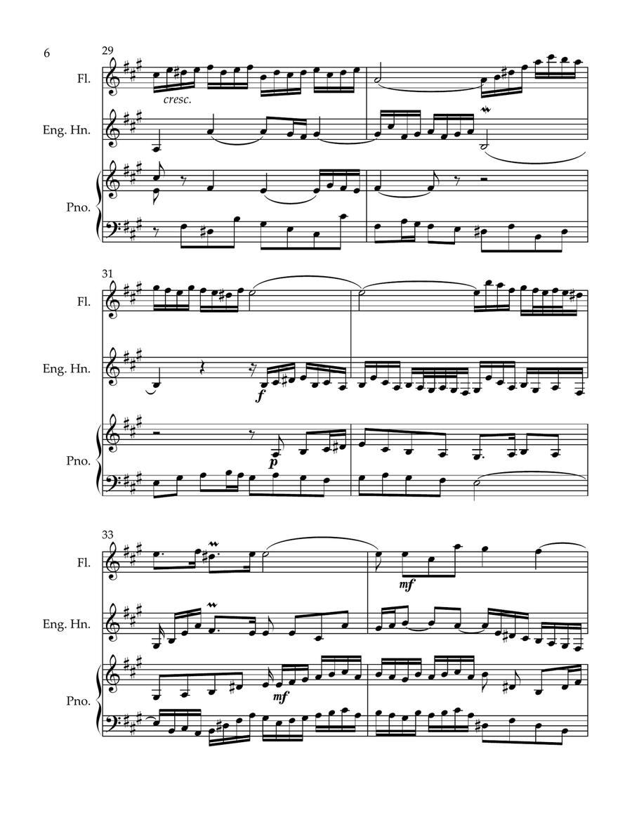 Bach's Sonata BWV 1032 for Flute, English Horn and Piano Woodwind Duet scores gallery preview page 6